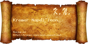 Kremer Napóleon névjegykártya